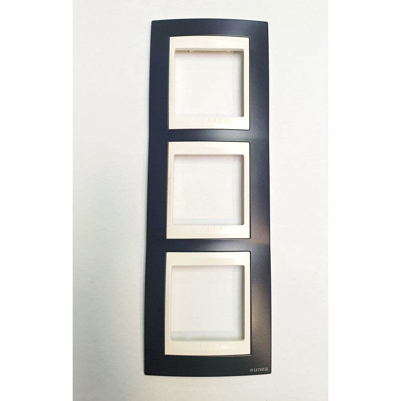 MARCO PLUS  3 ELEMENTOS VERTICAL UNICA GRIS PIZARRA MARFIL