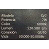 BOMBILLA dicroica LED 7W, GU10 580LM LUZ FRIA,6000ºK
