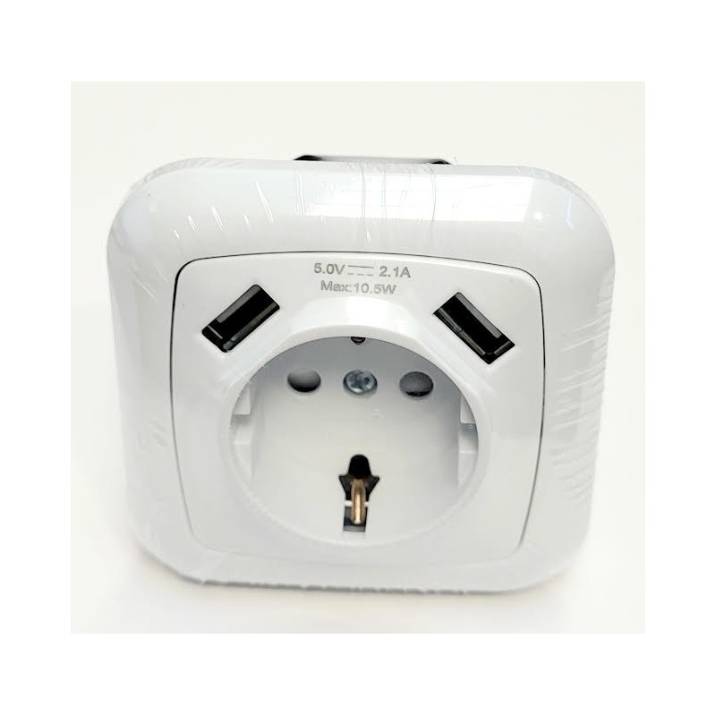BASE ENCHUFE  EMPOTRAR CON 2 USB DOBLE ELECTRO DH BLANCO
