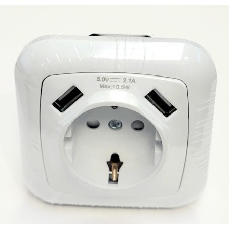 BASE ENCHUFE  EMPOTRAR CON 2 USB DOBLE ELECTRO DH BLANCO