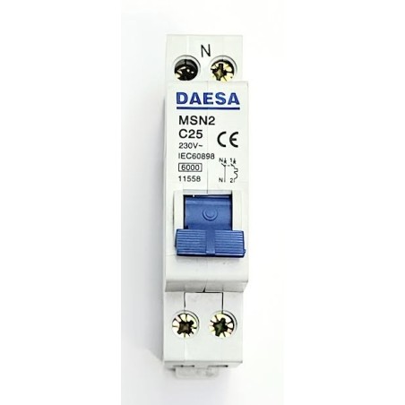 DPN  MAGNETOTERMICO ESTRECHO 2 POLOS DAESA 25A. 230V. MONOFASICO