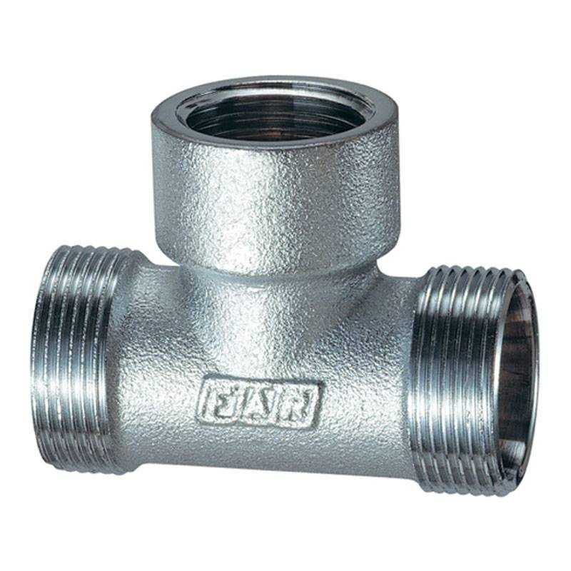 Racor en T Far 1/2" F con 2 conos simples cromada 5460 12