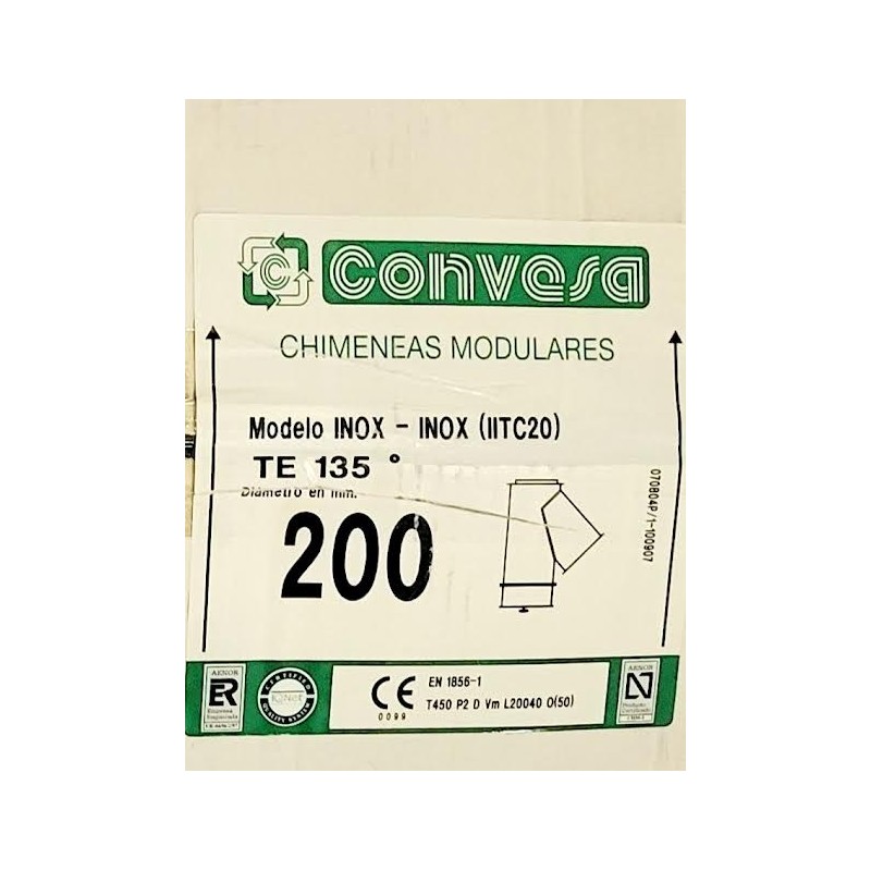 TE DOBLE 135º  INOX-INOX 304  IITC20 CONVESA 200MM,