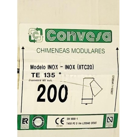 TE DOBLE 135º  INOX-INOX 304  IITC20 CONVESA 200MM,