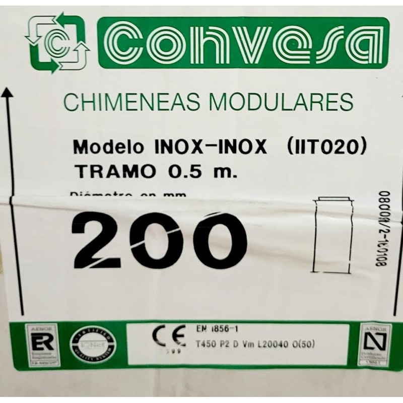 TUBO DOBLE  INOX-INOX 304  IIT020 CONVESA 200MM,50CM