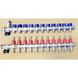 Colector  para suelo radiante chemidro 11 salidas INOX CON CAUDALIMETRO