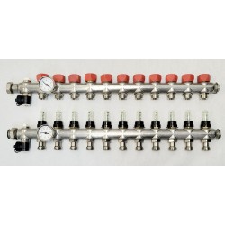 Colector  para suelo radiante chemidro 11 salidas INOX CON CAUDALIMETRO