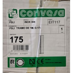 TUBO RECTO  1MTS  INOX 304  SIMPLE CONVESA 175MM,