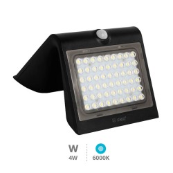 APLIQUE SOLAR CON SENSOR DE MOVIMIENTO Y CREPUSCULAR 4W NEGRO 6000º