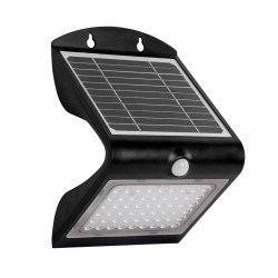 APLIQUE SOLAR CON SENSOR DE MOVIMIENTO Y CREPUSCULAR 4W NEGRO 6000º