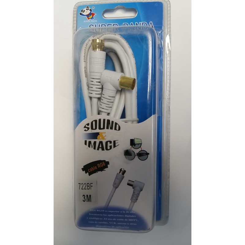 CABLE TV CON CONECTOR F  Y CONESION TOMA TV  3MTS