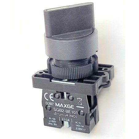 SELECTOR PLASTICO MANETA CORTA 2POSICIONES, 1NO MAXGE SGB2-ED21