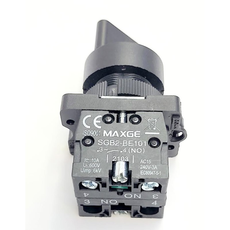 SELECTOR PLASTICO MANETA CORTA 2POSICIONES, 2NO MAXGE SGB2-ED33