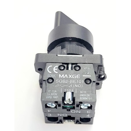 SELECTOR PLASTICO MANETA CORTA 2POSICIONES, 2NO MAXGE SGB2-ED33