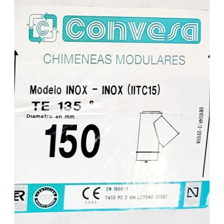 TE DOBLE 135º  INOX-INOX 304  IITC15  CONVESA 150MM,