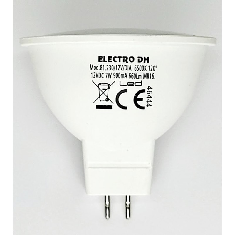 bombilla led 7w,MR16,  6000ºk 660lm 120º DH,12V