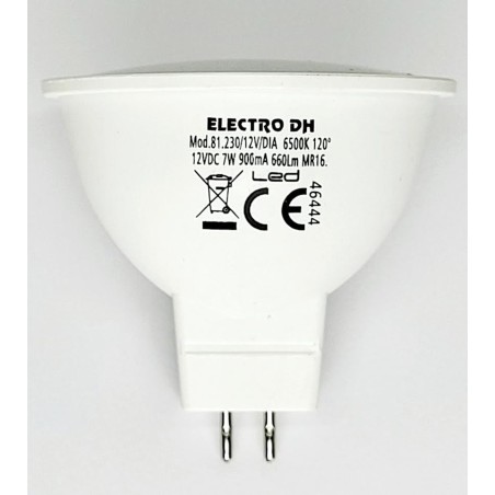 bombilla led 7w,MR16,  6000ºk 660lm 120º DH,12V