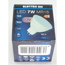 bombilla led 7w,MR16,  6000ºk 660lm 120º DH,12V