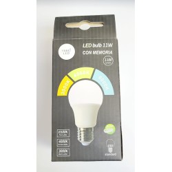 BOMBILLA ESFERICA LED ROSCA E-27   230v. 11w,3000ºK-4000ºK-6000ºK,CON MEMORIA,1100LM,
