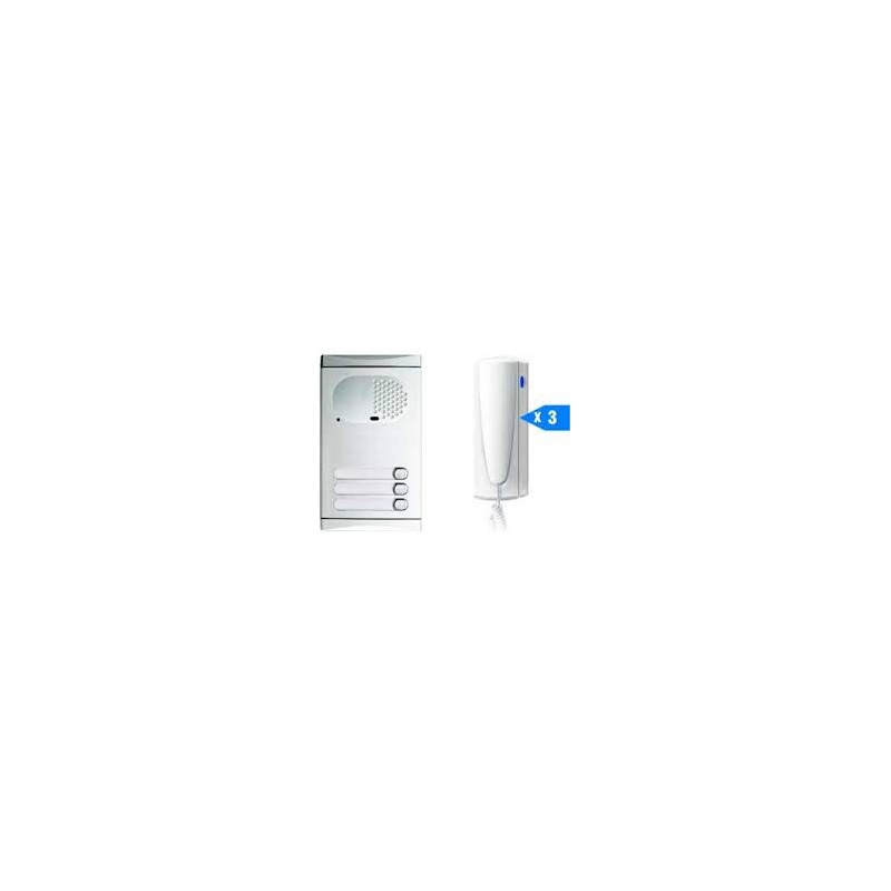Golmar - Kit portero 3 lineas 4130-al(placa+transf.+3telef)