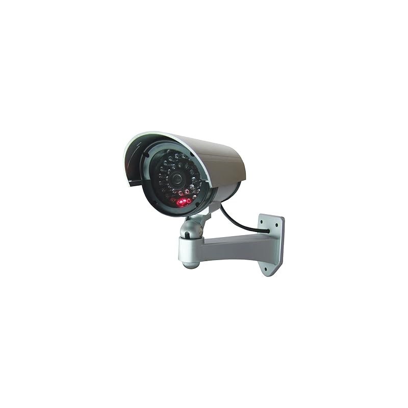 Cámara de vigilancia Falsa para Exterior, luz LED, Color Plateado, ‎