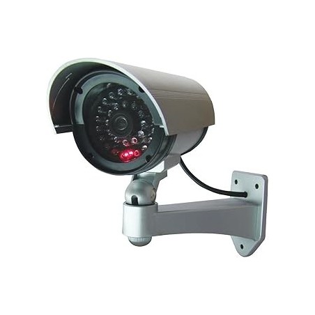 Cámara de vigilancia Falsa para Exterior, luz LED, Color Plateado, ‎