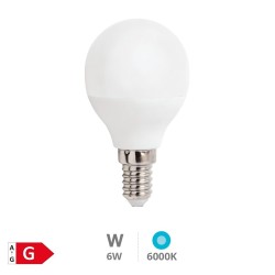 Bombilla LED esférica 6W E14 6000K