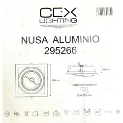 DOWNLIGHT CUADRADO LUMINARIA NUSA ALUMINIO QR11 BENEITO