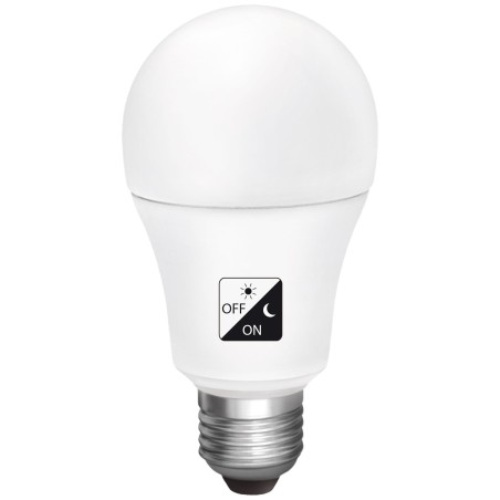 Bombilla LED A60 con sensor CREPUSCULAR día/noche. E27. 230VAC.9W,6000ºK