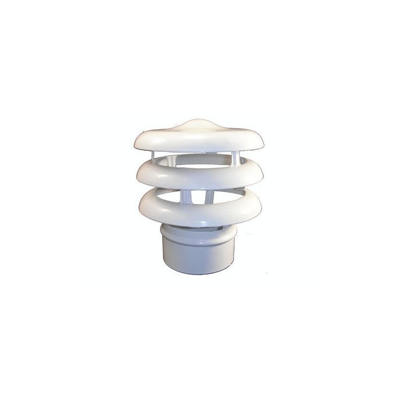 DEFLECTOR ALUSTAR SOMBRERETE SIMPLE PARED 140MM, NEGARRA 3 ALAS PINTADO BLANCO